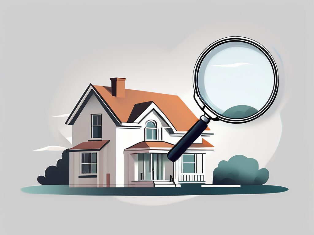 A house with a large magnifying glass hovering over it