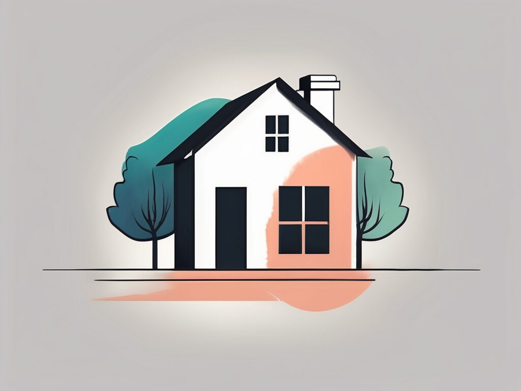 A house with a large percentage sign next to it