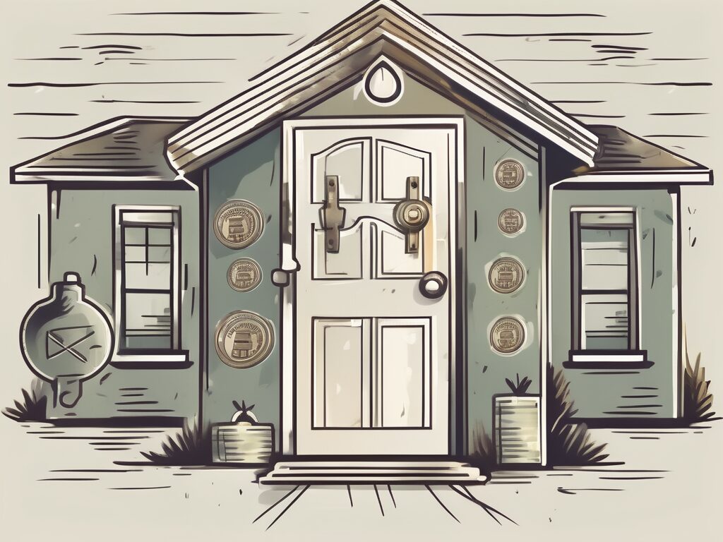 A house with a symbolic military tag hanging from the doorknob