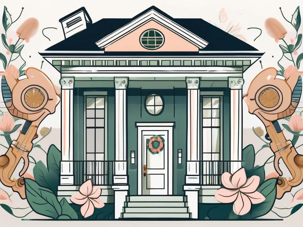 A charming louisiana-style house with a symbolic dollar sign hovering above it