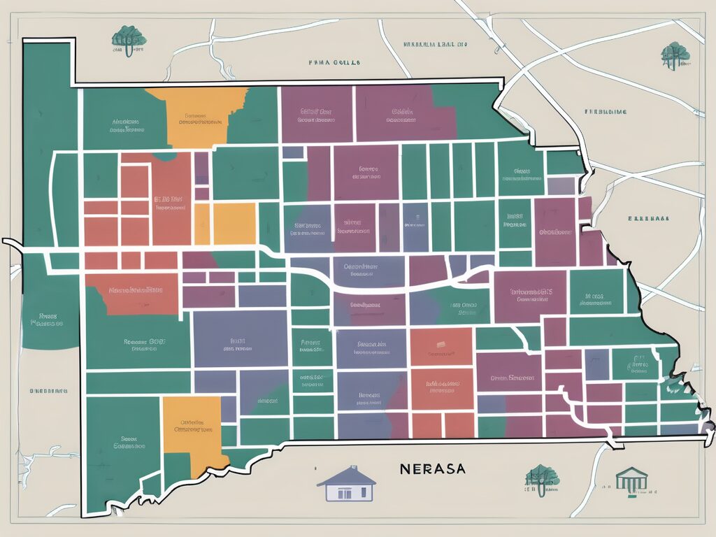 A map of nebraska highlighting different areas with varying color intensities to represent different fha loan limits