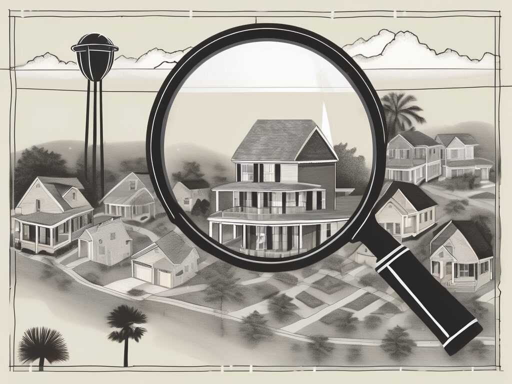A map of south carolina with symbolic representations of homes