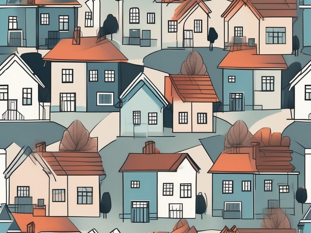 A variety of house styles sitting on top of a large scale