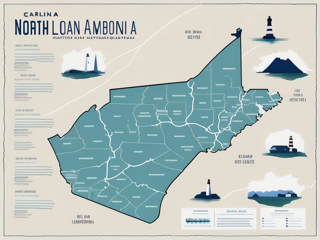 A detailed map of north carolina