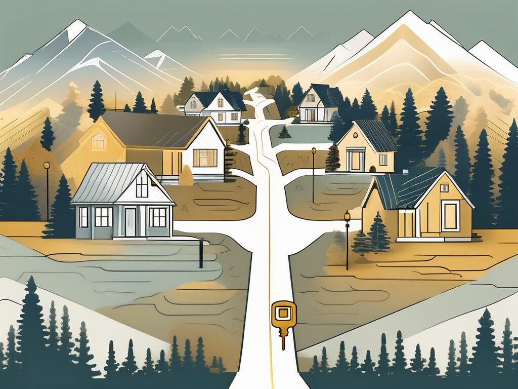 A picturesque colorado landscape featuring a variety of homes