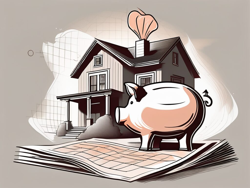 A house with a large piggy bank sitting on top of it