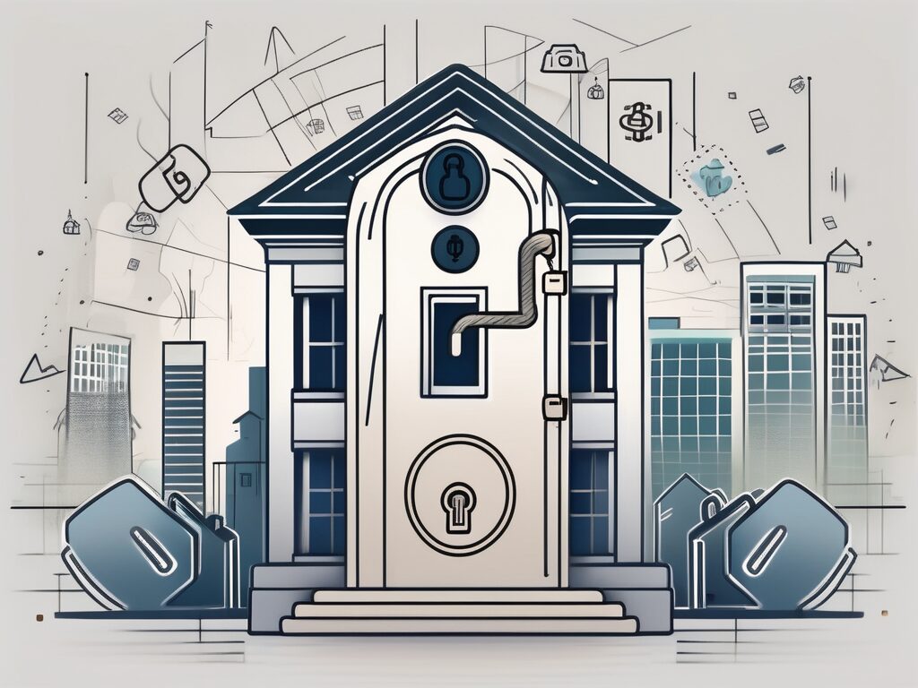 A house with a large padlock on it