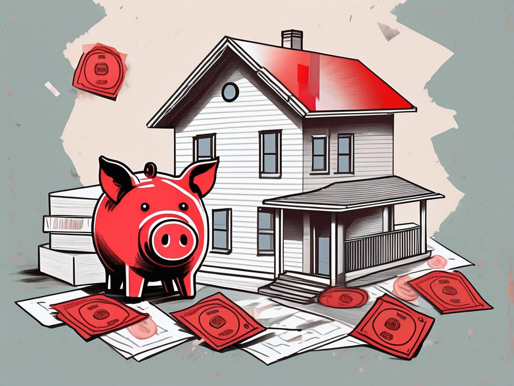 A house with a large red stamp marked "denied" on it