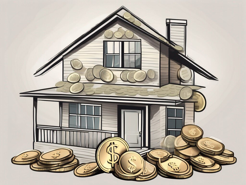 A house made of coins and dollar bills