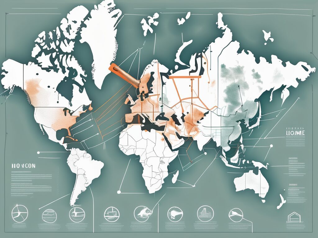 A map highlighting different regions