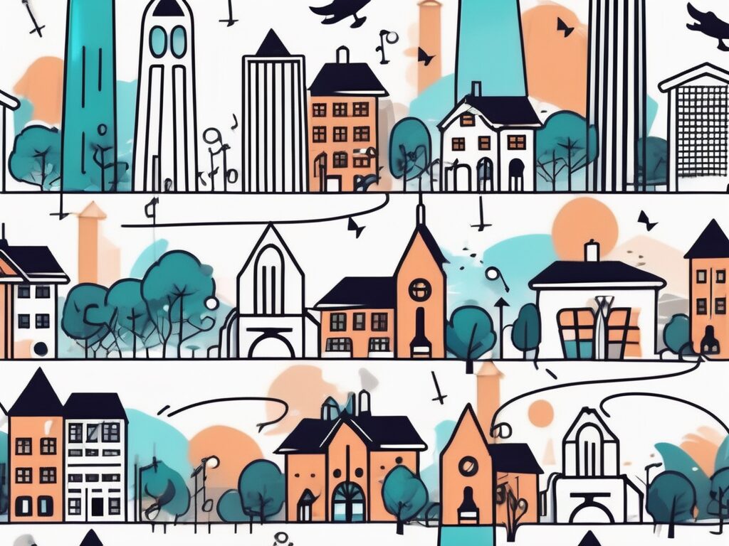 A small town with various symbols of youth (such as a skateboard