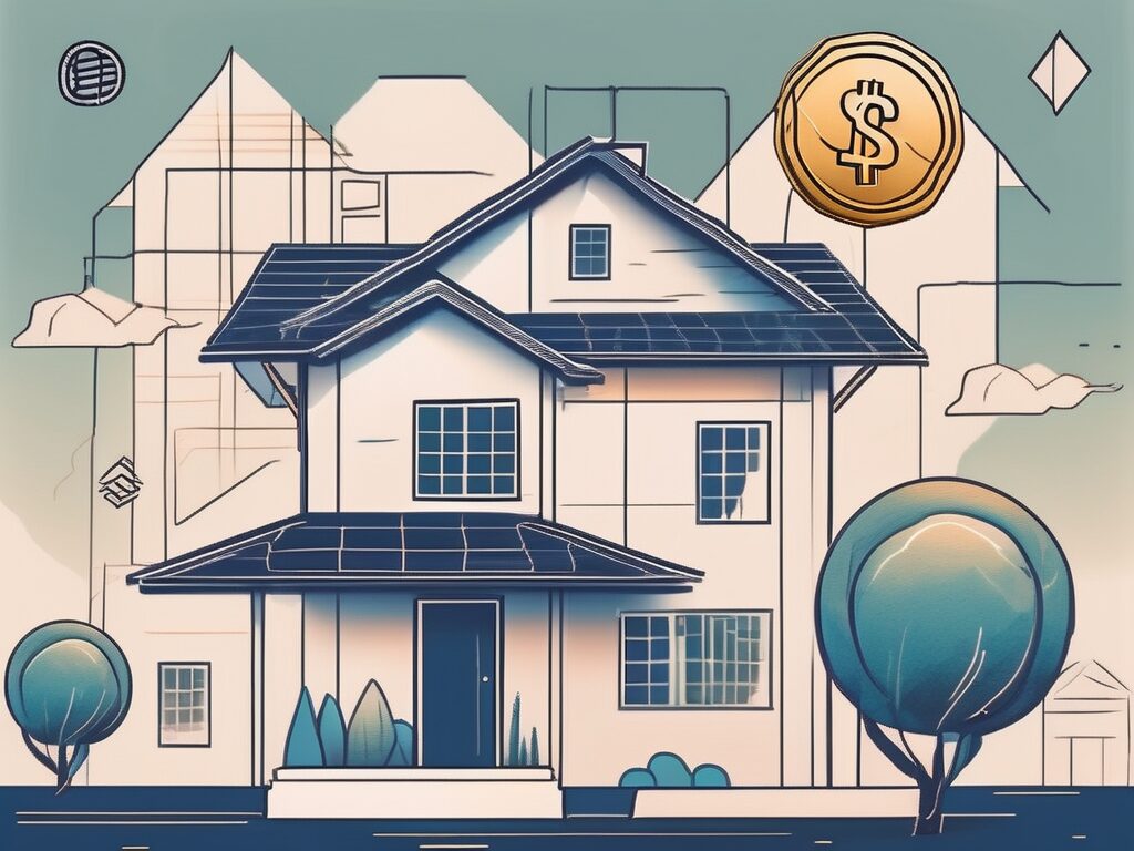A quaint house with a foreign landscape in the background