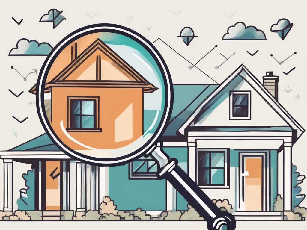 A magnifying glass hovering over a house