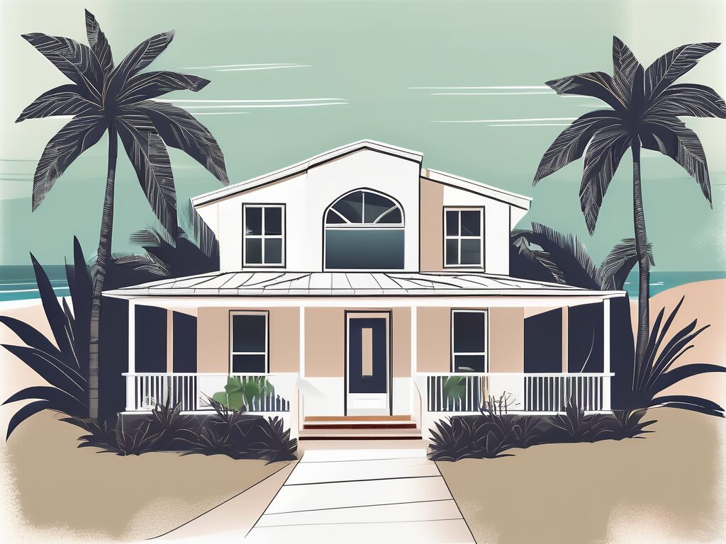 A picturesque hallandale beach house with a 'sold' sign in the front yard