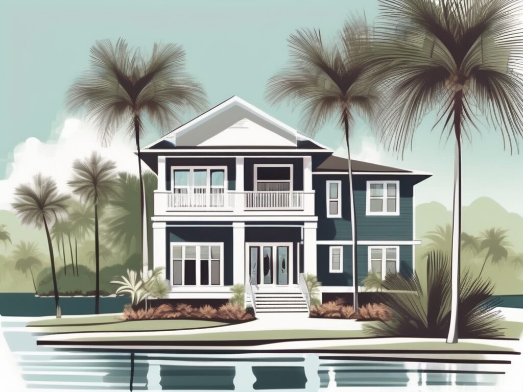 A picturesque lake placid florida home with a sold sign in the front yard