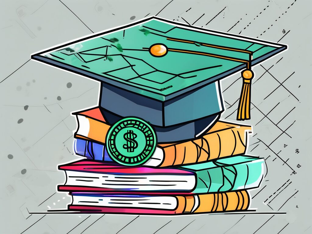 A graduation cap resting on top of a stack of books