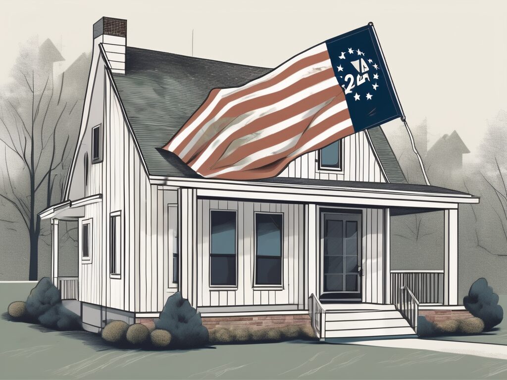 A house with a military flag flying