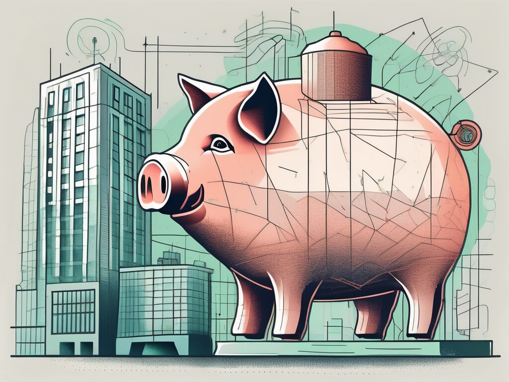 A traditional piggy bank morphing into a more complex
