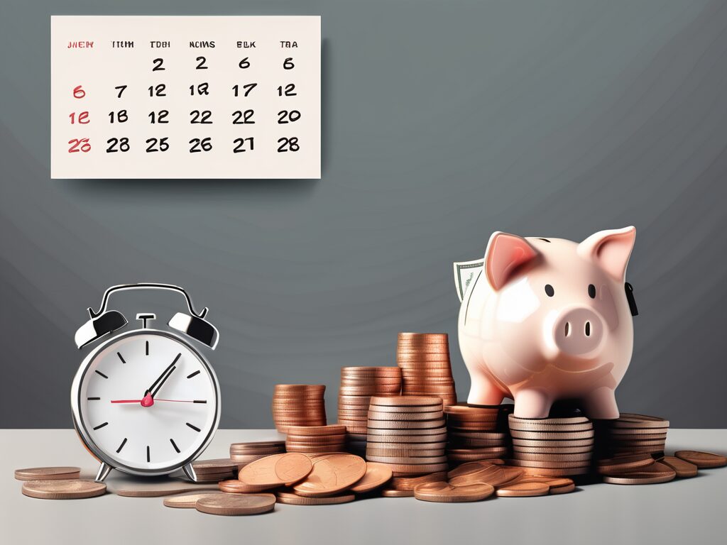 A piggy bank with a retirement cap sitting on a pile of coins