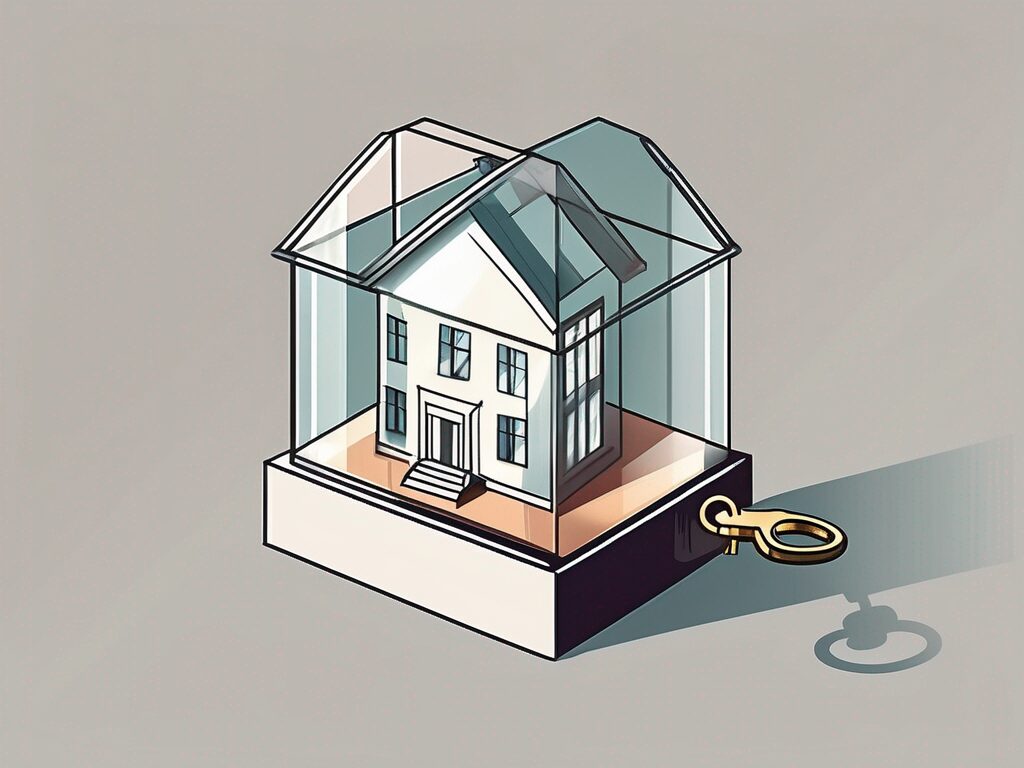 A house key inside a glass box