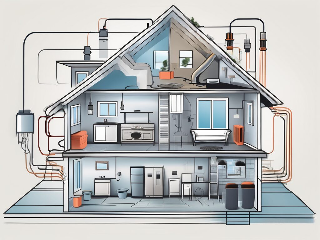 A house with various components like the roof