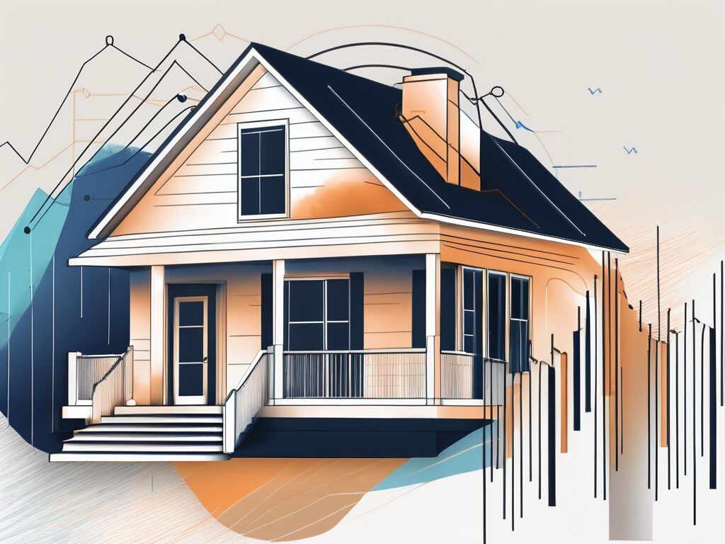 A house in apalachicola with a tag showing a fluctuating mortgage rate symbol