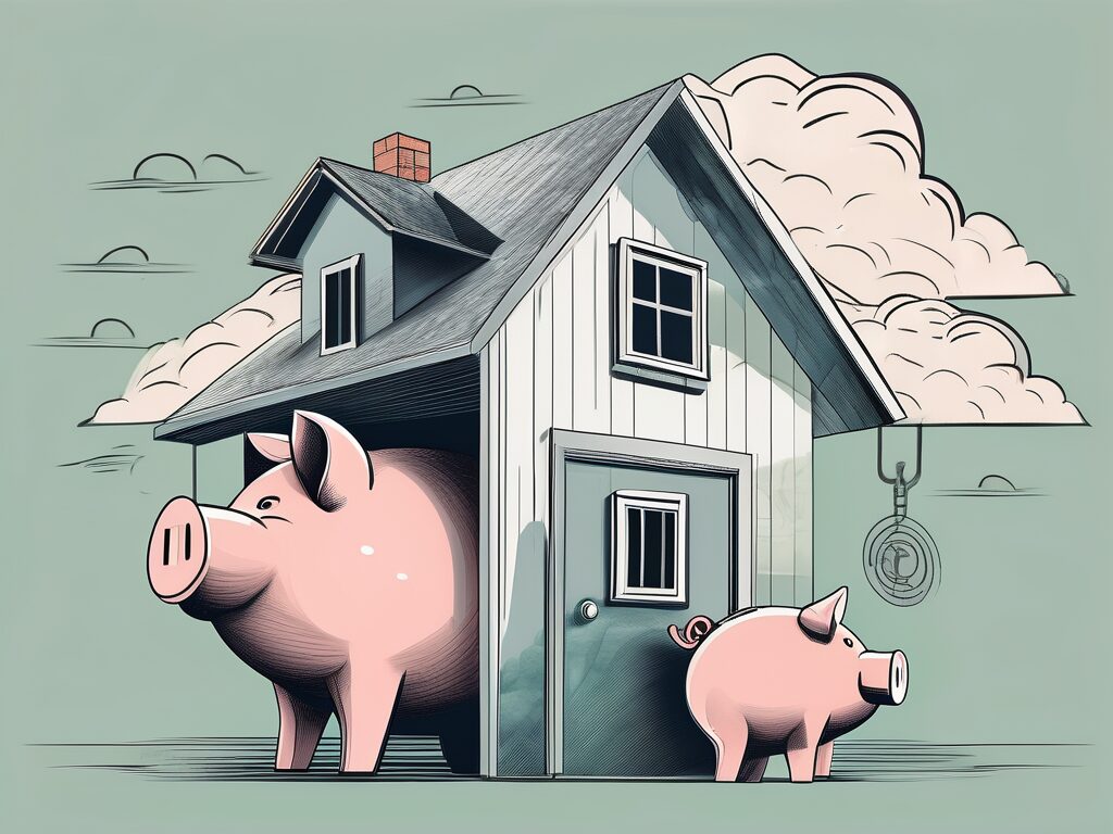 A house with a large piggy bank integrated into its structure