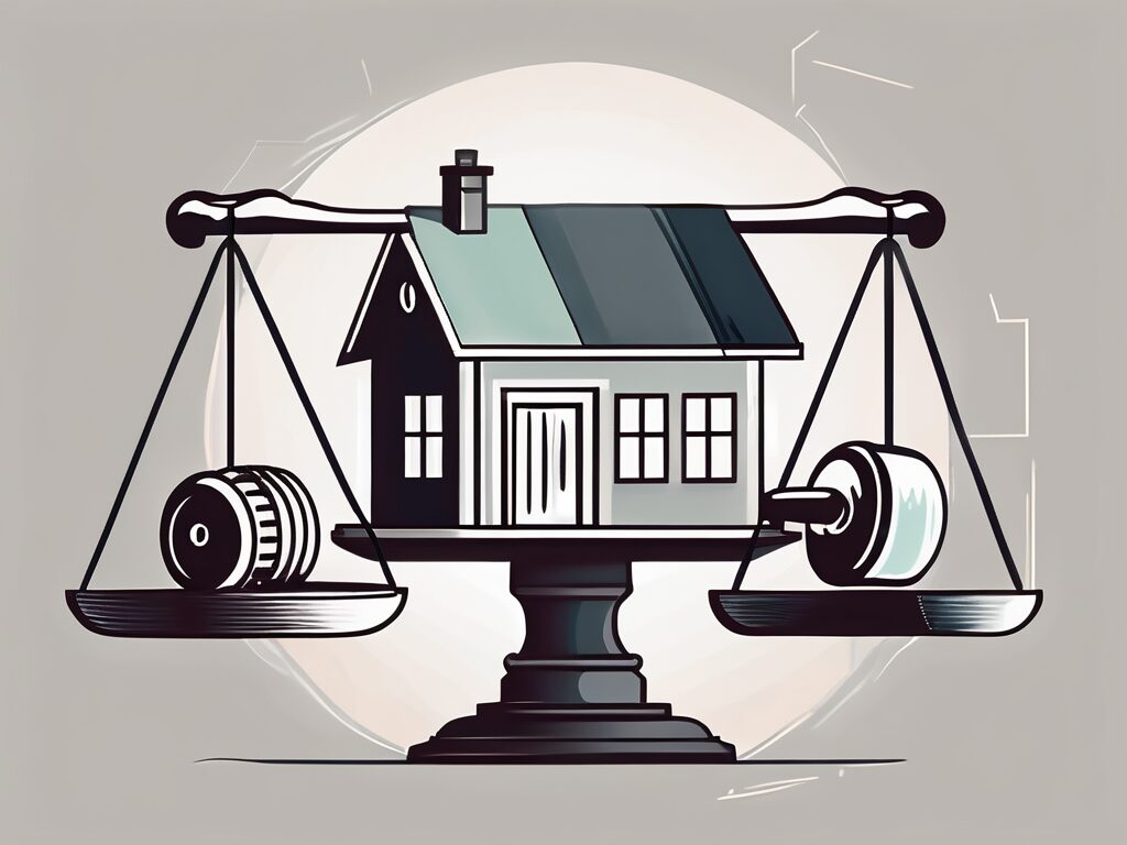 A house with a weight scale beneath it