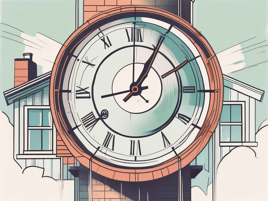 A house sitting on top of a giant clock