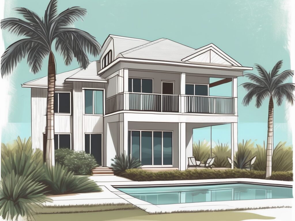 A picturesque lake clarke shores property in florida with a 'for sale' sign in the yard
