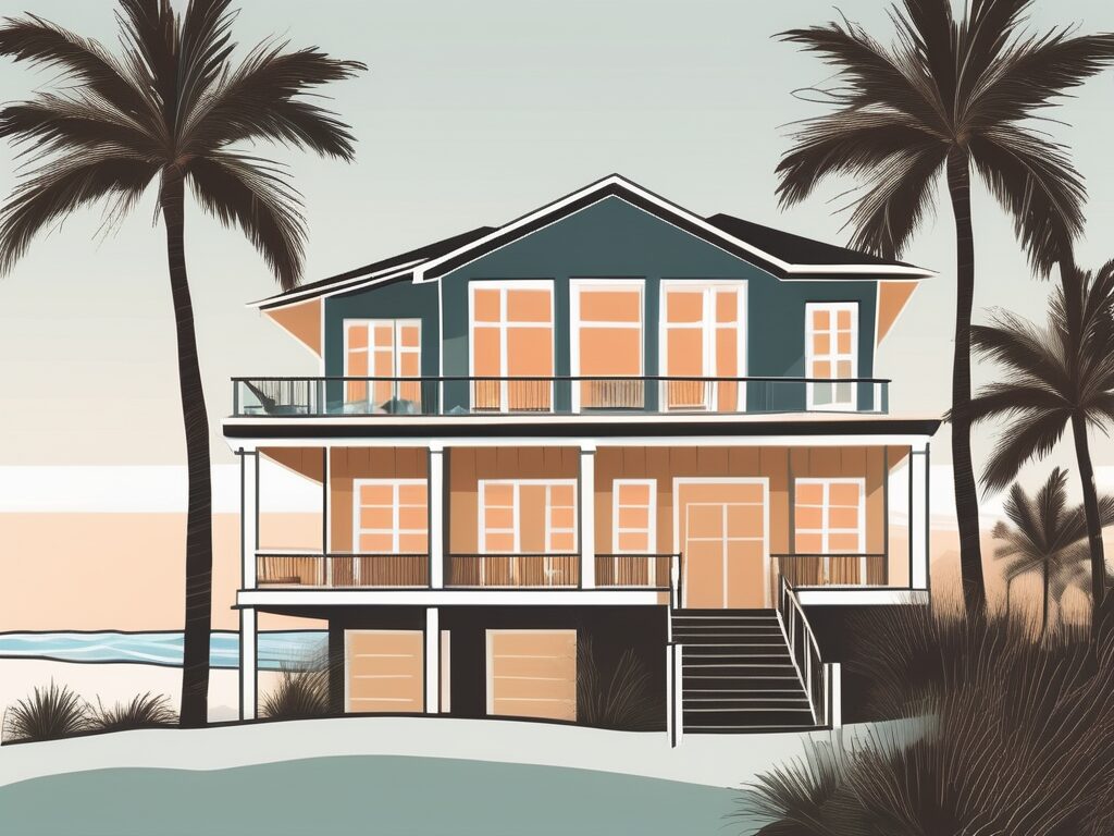 A beachfront home in indian rocks beach with a sign indicating its sale