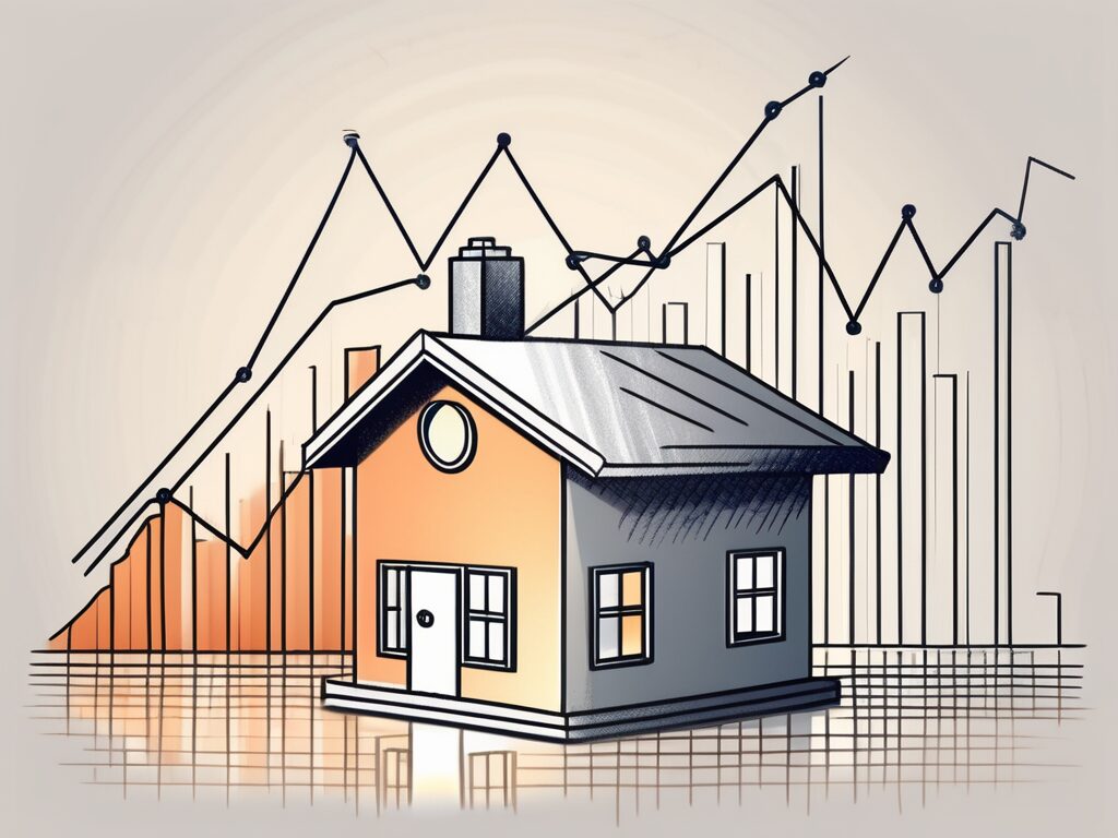 A house in sunrise with a price tag attached to it