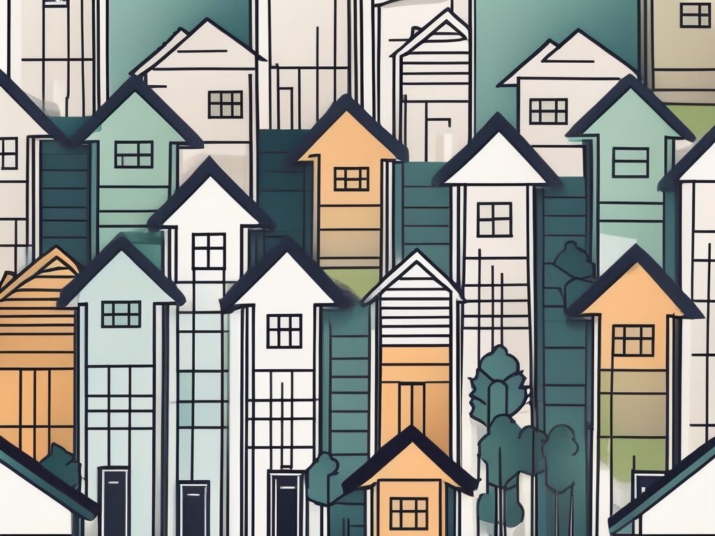 A suburban neighborhood in temple terrace with various homes and a symbolic representation of mortgage rates