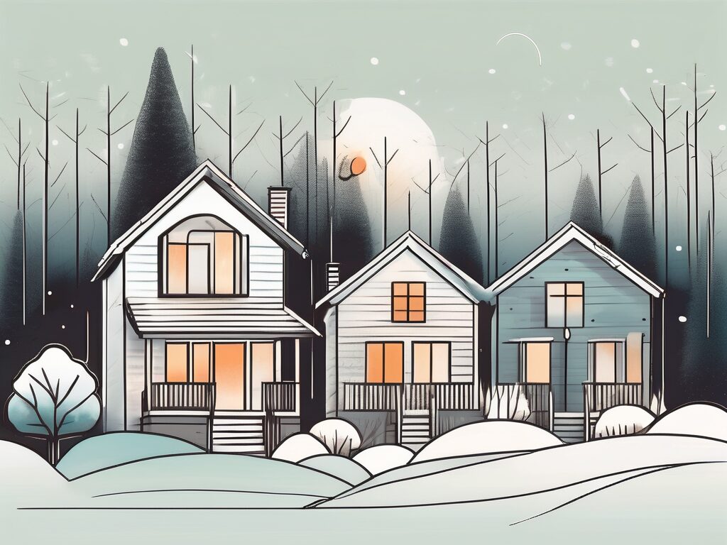 A winter garden landscape with homes