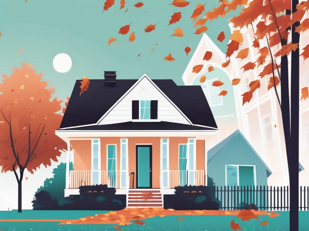 A house with a 'for sale' sign in front of it